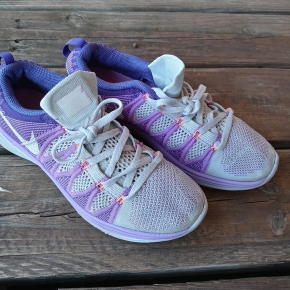 Nike Flyknit Lunar 2 Purple Running Shoes Women’s Size 9 Model 620658-001. 144pe - Picture 1 of 12
